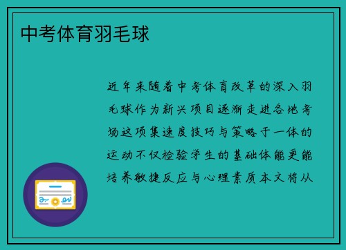中考体育羽毛球