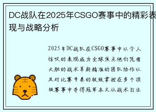 DC战队在2025年CSGO赛事中的精彩表现与战略分析